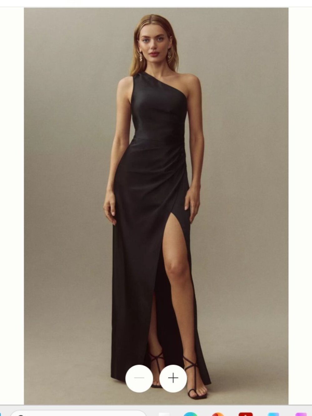 NWT - BHLDN Scottie One-Shoulder Side-Slit Stretch Satin Maxi Dress